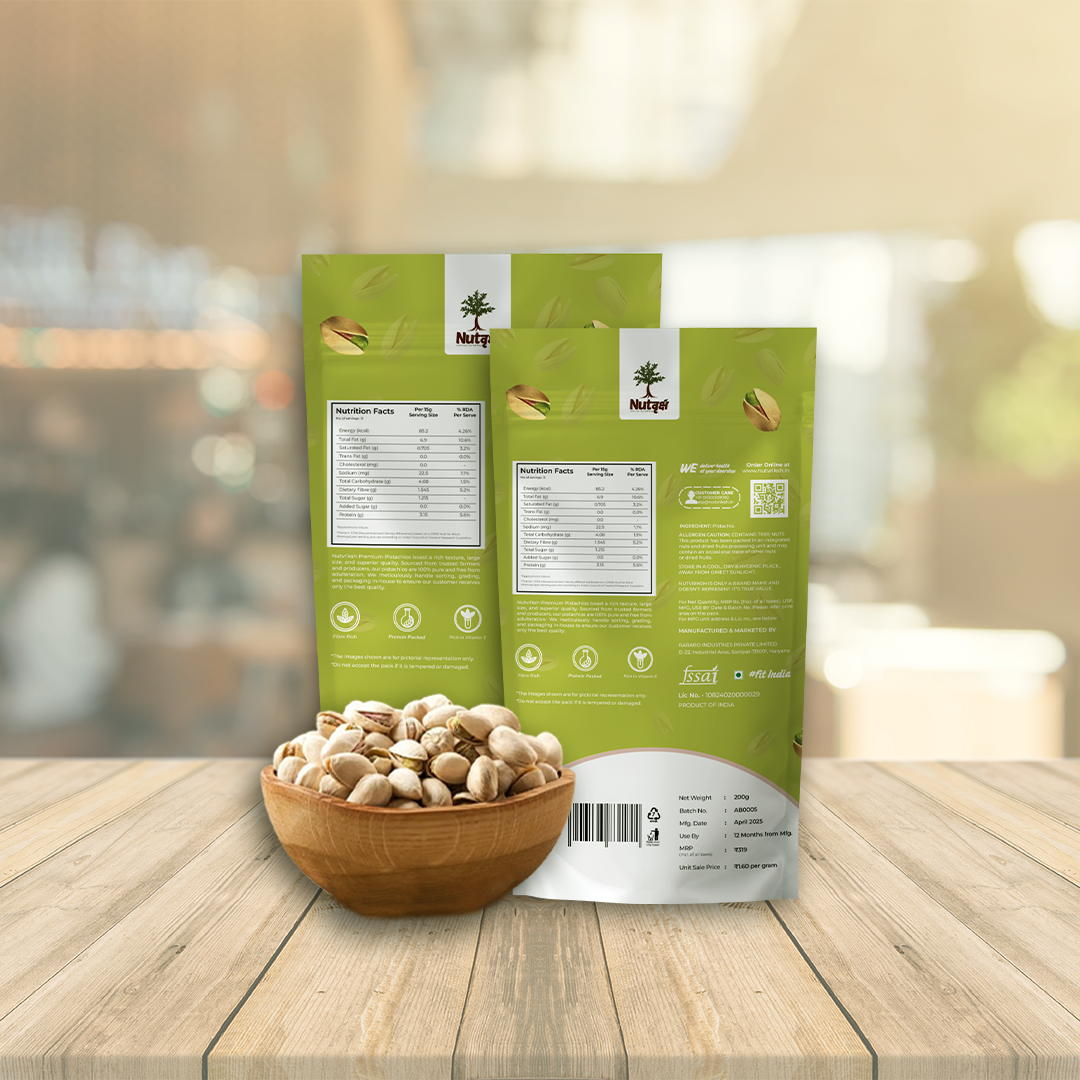 Nutvriksh Premium Pistachios 200g – California Pista | Roasted & Crunchy | High Protein & Antioxidants