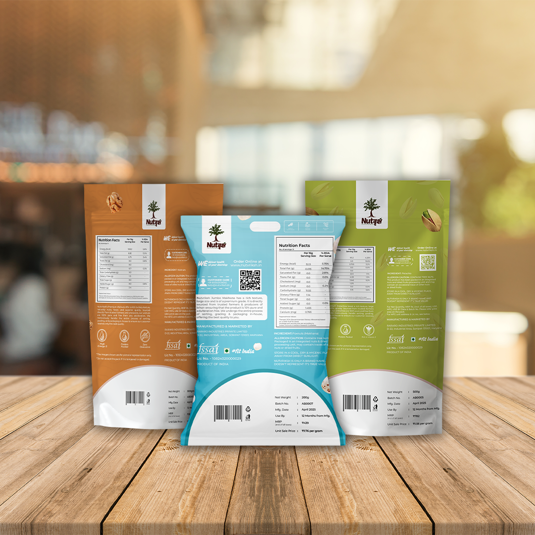 Nutvriksh Premium Healthy Combo | Makhana, Pistachios & Walnuts (3 x 200g Packs)