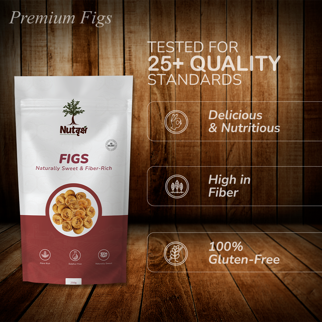 Nutvriksh Premium Figs 250g – Natural Dried Anjeer | Rich in Fiber, Iron & Calcium | Healthy Digestive Snack