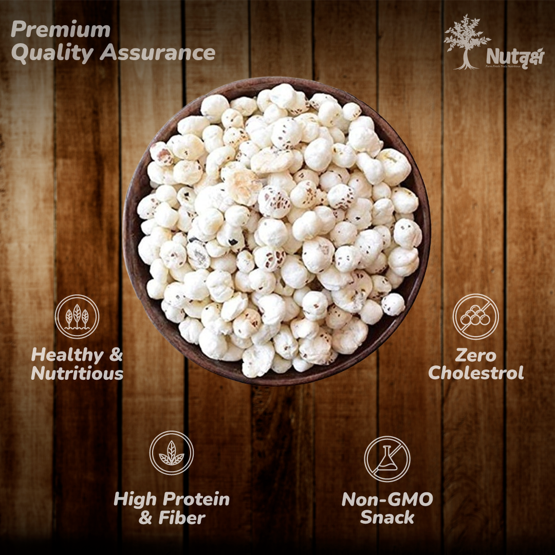 Nutvriksh Premium Makhana 250g – Natural Phool Makhana | High Protein & Fiber | Healthy Roasted Foxnuts