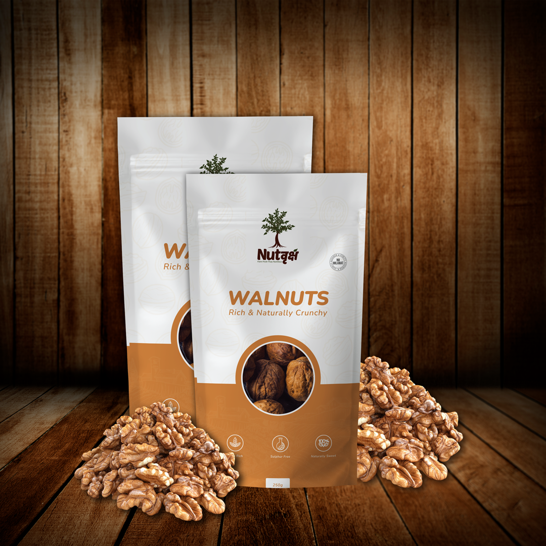 Nutvriksh Premium Walnuts with Shell 250g – Natural Whole Akhrot | High Omega-3 & Protein | Healthy Brain Food