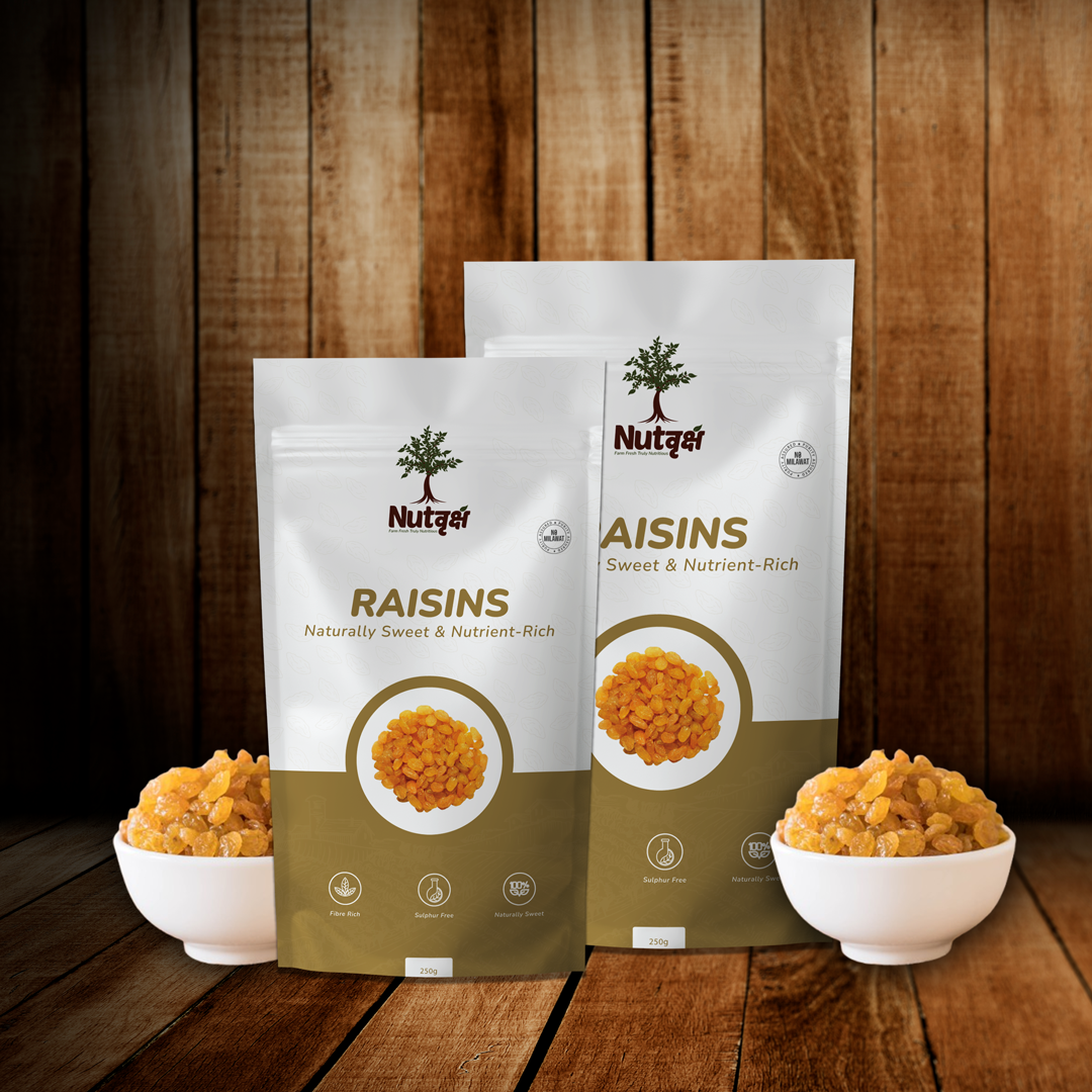 Nutvriksh Premium Raisins 250g – Natural Kishmish | Sweet & Juicy Dry Fruits | Rich in Iron & Antioxidants