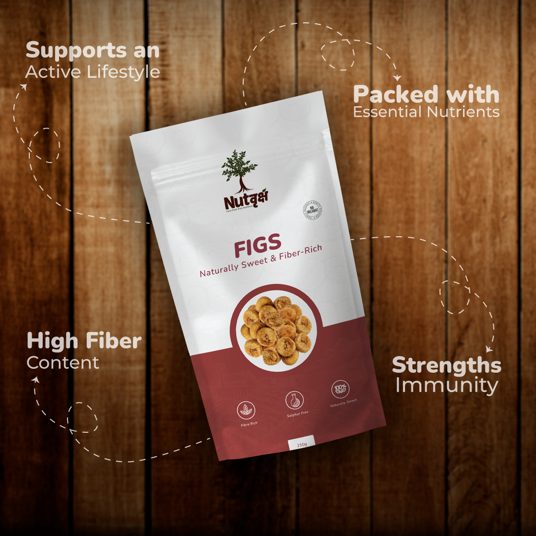 Nutvriksh Premium Figs 250g – Natural Dried Anjeer | Rich in Fiber, Iron & Calcium | Healthy Digestive Snack