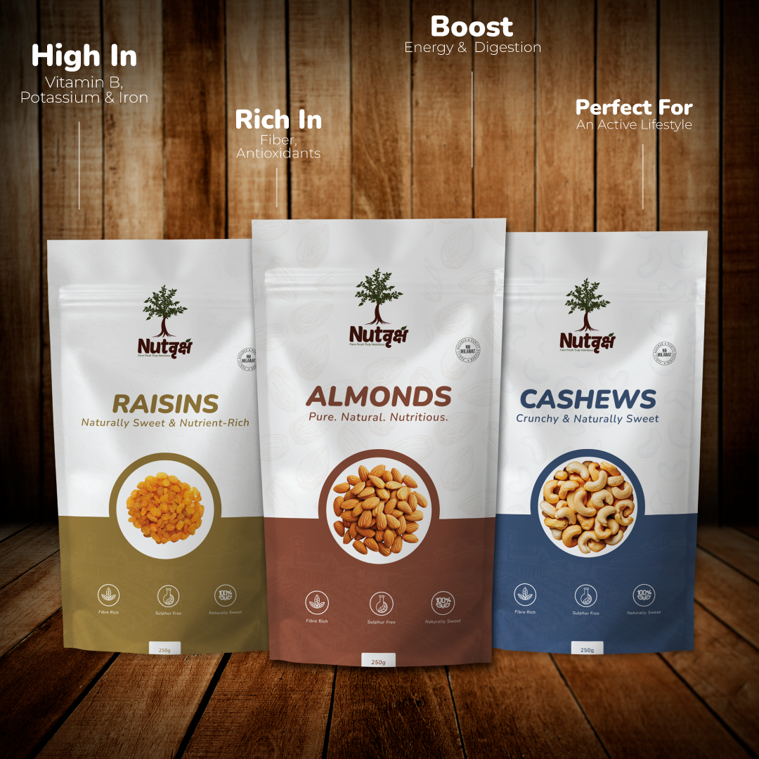 Nutvriksh Premium Almonds 250g – Natural California Badam | High Protein & Fiber | Healthy Dry Fruits