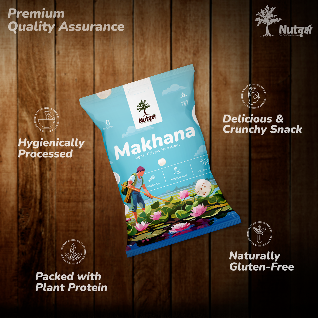 Nutvriksh Premium Makhana 250g – Natural Phool Makhana | High Protein & Fiber | Healthy Roasted Foxnuts