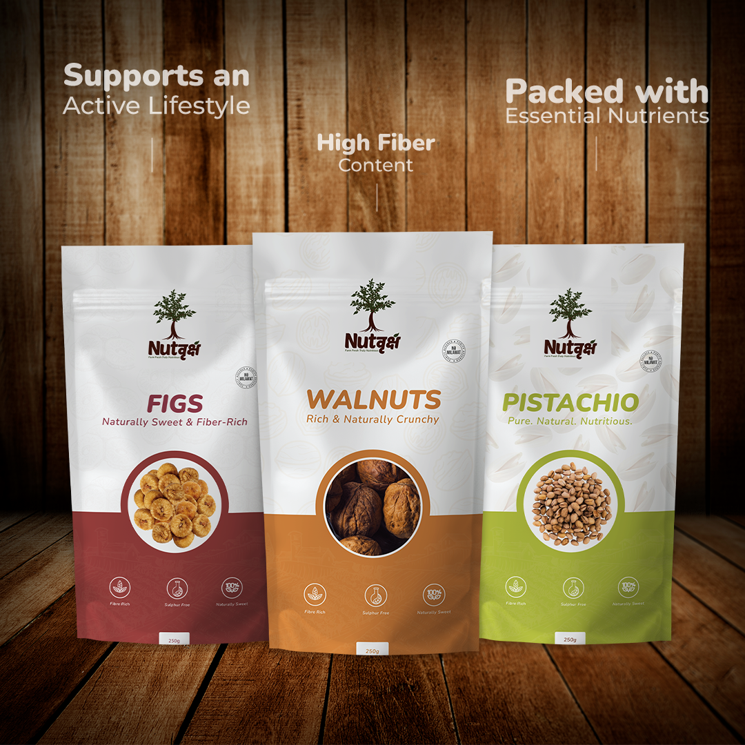 Nutvriksh Premium Dry Fruits Combo | Figs, Walnuts & Pistachios (3 x 250g Packs)