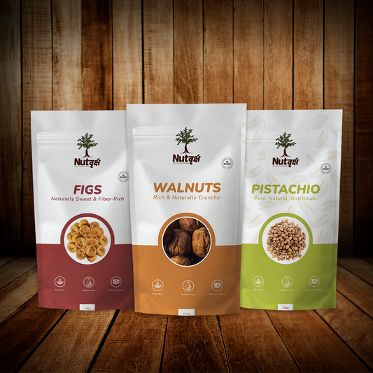 Nutvriksh Premium Dry Fruits Combo | Figs, Walnuts & Pistachios (3 x 250g Packs)