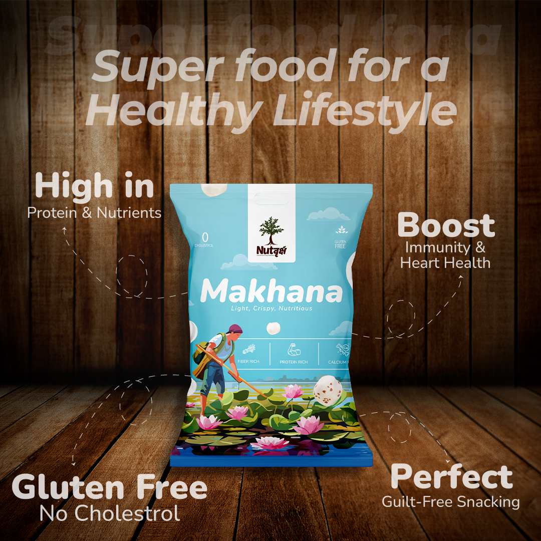 Nutvriksh Premium Makhana 250g – Natural Phool Makhana | High Protein & Fiber | Healthy Roasted Foxnuts