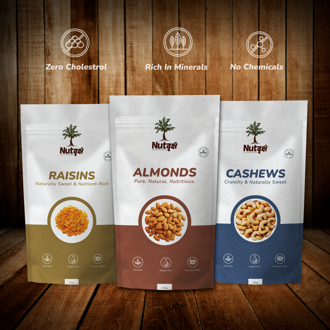 Nutvriksh Premium Almonds 250g – Natural California Badam | High Protein & Fiber | Healthy Dry Fruits