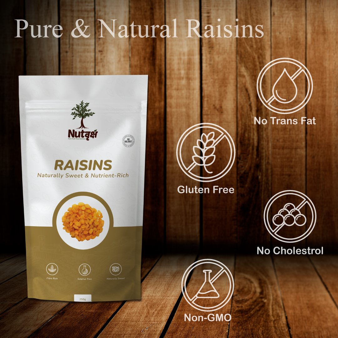 Nutvriksh Premium Raisins 250g – Natural Kishmish | Sweet & Juicy Dry Fruits | Rich in Iron & Antioxidants