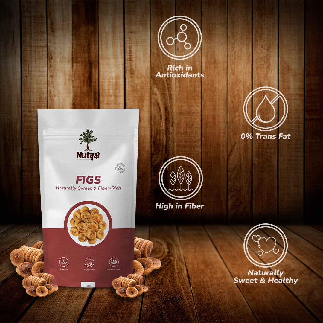 Nutvriksh Premium Figs 250g – Natural Dried Anjeer | Rich in Fiber, Iron & Calcium | Healthy Digestive Snack