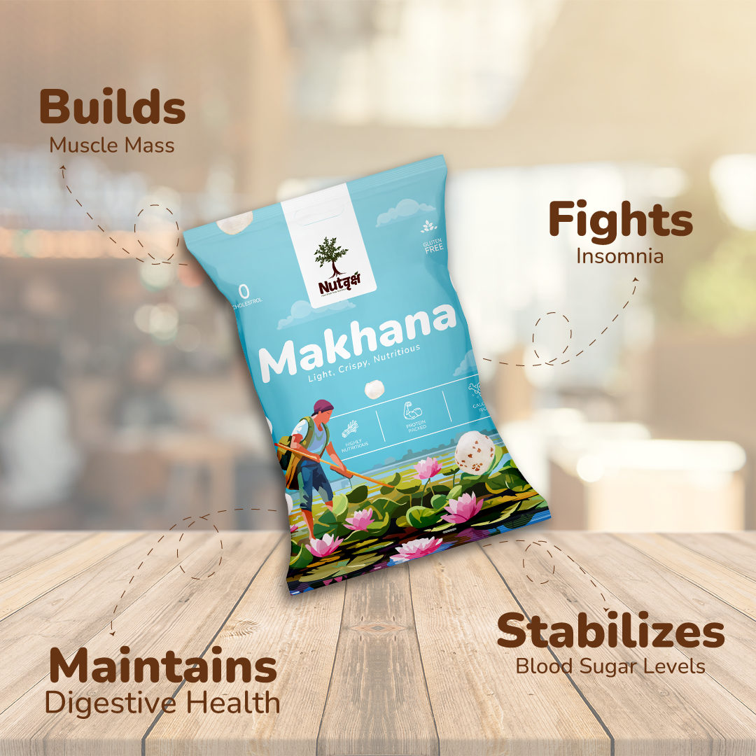Nutvriksh Premium Makhana 200g – Natural Phool Makhana | High Protein & Fiber | Healthy Roasted Foxnuts