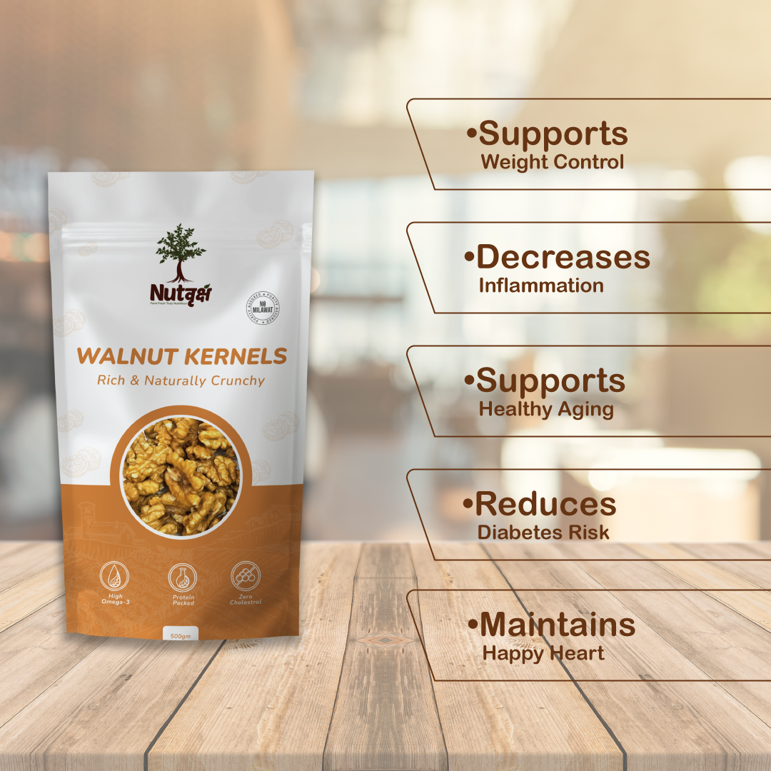 Nutvriksh Premium Walnuts with Shell 500g – Natural Whole Akhrot | High Omega-3 & Protein | Healthy Brain Food