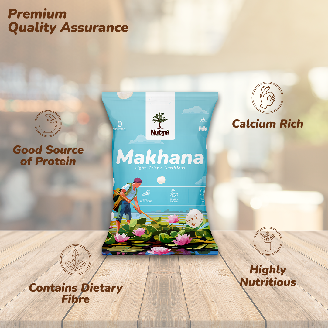 Nutvriksh Premium Makhana 200g – Natural Phool Makhana | High Protein & Fiber | Healthy Roasted Foxnuts