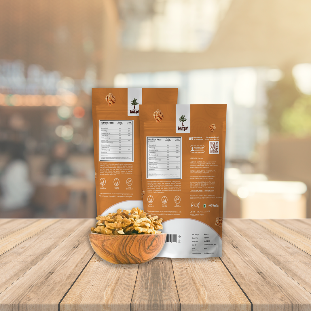 Nutvriksh Premium Walnuts with Shell 500g – Natural Whole Akhrot | High Omega-3 & Protein | Healthy Brain Food